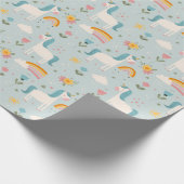 Cute pastel Rainbow Unicorn Pattern Cadeaupapier (Hoek)