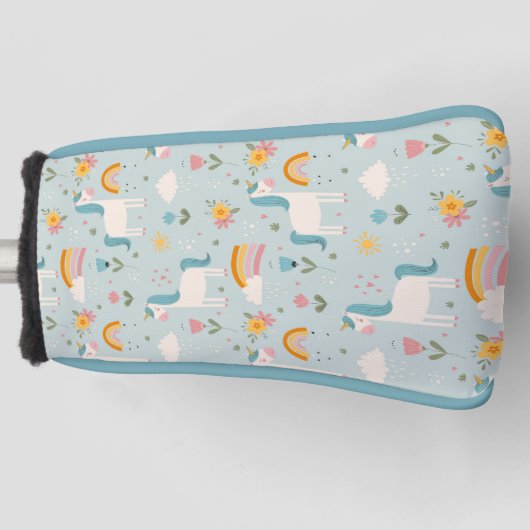 Cute pastel Rainbow Unicorn Pattern Golfheadcover (Voorkant)