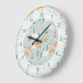 Cute pastel Rainbow Unicorn Pattern Grote Klok (Hoek)