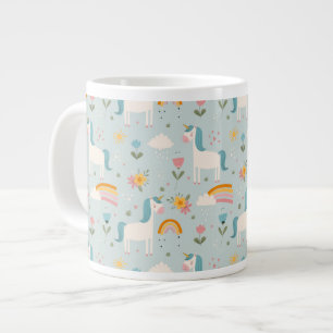 Cute pastel Rainbow Unicorn Pattern Grote Koffiekop