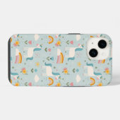 Cute pastel Rainbow Unicorn Pattern iPhone Hoesje (Achterkant horizontaal)