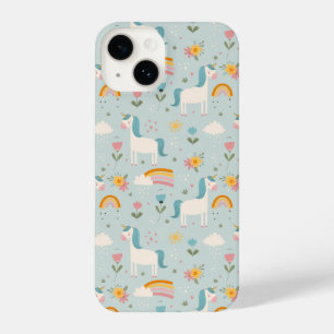 Cute pastel Rainbow Unicorn Pattern iPhone 14 Hoesje
