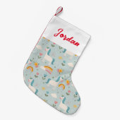 Cute pastel Rainbow Unicorn Pattern Kleine Kerstsok (Voorkant (Hangend))