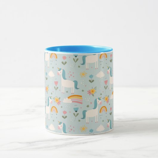 Cute pastel Rainbow Unicorn Pattern Mok (Midden)