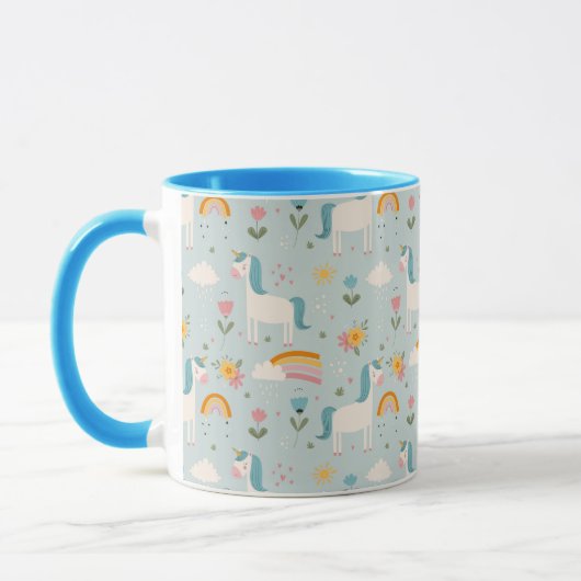 Cute pastel Rainbow Unicorn Pattern Mok (Links)