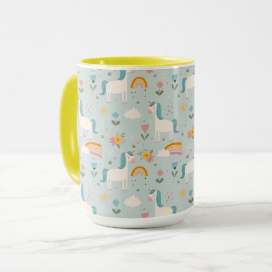Cute pastel Rainbow Unicorn Pattern Mok (Voorkant links)