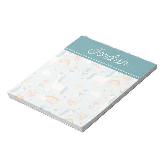 Cute pastel Rainbow Unicorn Pattern Notitieblok (Linkerzijde)