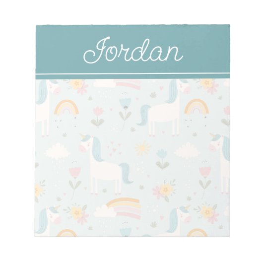 Cute pastel Rainbow Unicorn Pattern Notitieblok (Voorkant)