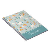 Cute pastel Rainbow Unicorn Pattern Notitieboek (Rechterzijde)
