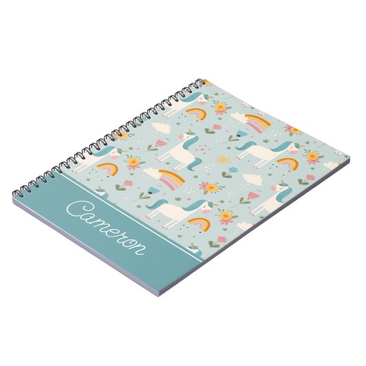 Cute pastel Rainbow Unicorn Pattern Notitieboek (Linkerzijde)