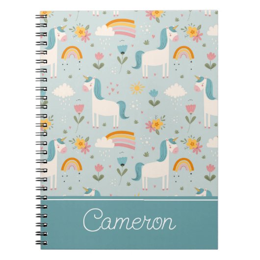 Cute pastel Rainbow Unicorn Pattern Notitieboek (Voorkant)