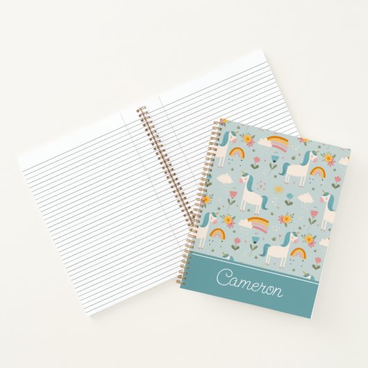 Cute pastel Rainbow Unicorn Pattern Notitieboek (Binnen)