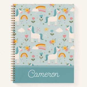 Cute pastel Rainbow Unicorn Pattern Notitieboek