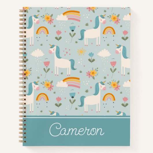 Cute pastel Rainbow Unicorn Pattern Notitieboek (Voorkant)