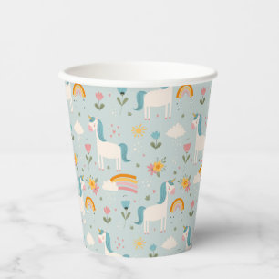 Cute pastel Rainbow Unicorn Pattern Papieren Bekers