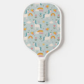 Cute pastel Rainbow Unicorn Pattern Pickleball Paddle (Achterkant)