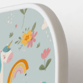 Cute pastel Rainbow Unicorn Pattern Pickleball Paddle (Links Detail)