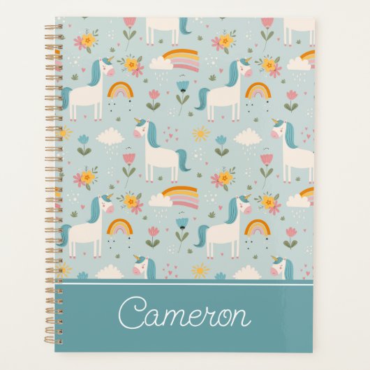 Cute pastel Rainbow Unicorn Pattern Planner (Voorkant)