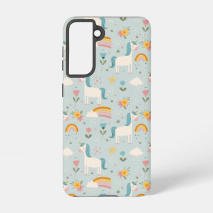 Cute pastel Rainbow Unicorn Pattern Samsung Galaxy Hoesje