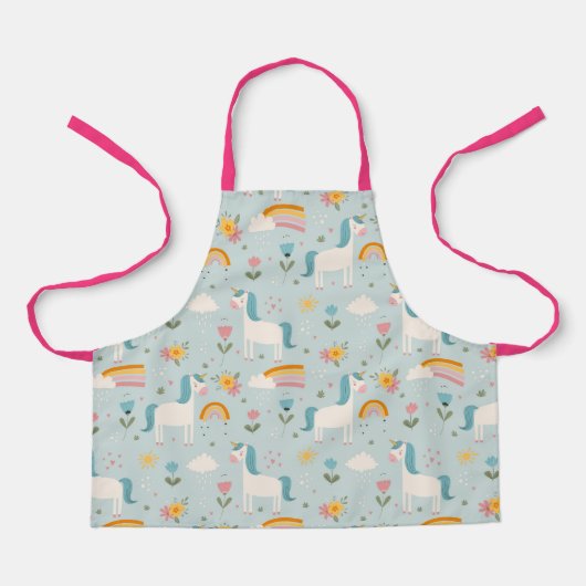 Cute pastel Rainbow Unicorn Pattern Schort (Voorkant)
