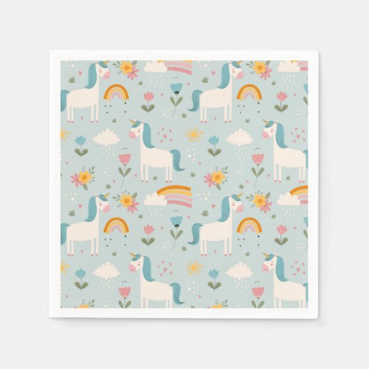 Cute pastel Rainbow Unicorn Pattern Servet (Voorkant)