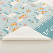 Cute pastel Rainbow Unicorn Pattern Sherpa Deken (3/4)