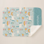 Cute pastel Rainbow Unicorn Pattern Sherpa Deken (Voorkant (horizontaal))