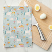 Cute pastel Rainbow Unicorn Pattern Theedoek (Quarter Fold)
