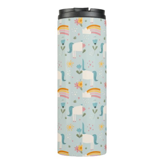 Cute pastel Rainbow Unicorn Pattern Thermosbeker (Achterkant)