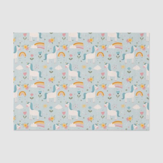 Cute pastel Rainbow Unicorn Pattern Tissuepapier (Voorkant)