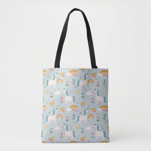 Cute pastel Rainbow Unicorn Pattern Tote Bag (Voorkant)
