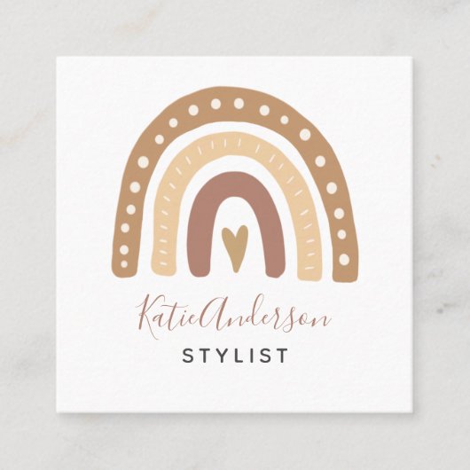Cute Pastel Rainbow Vierkante Visitekaartje (Voorkant)