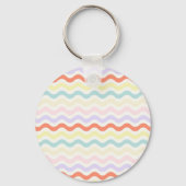 Cute Pastel Rainbow Wavy Lines Colorful Geometric Sleutelhanger (Achterkant)