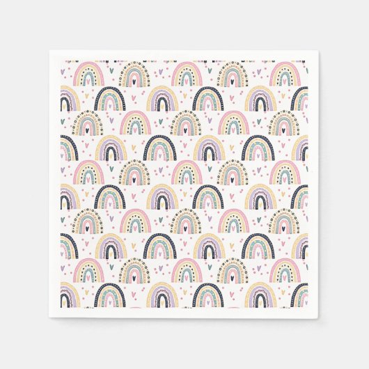 Cute pastel rainbows baby shower napkins servet (Voorkant)
