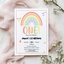 Cute Pastel Regenboog 1e Verjaardag
