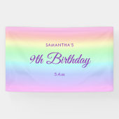 Cute Pastel Regenboog 9e Verjaardag Achtergrond Spandoek (Horizontaal)