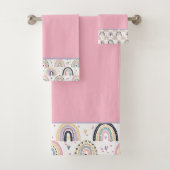 Cute pastel regenboog badhanddoek set bad handdoek (Insitu)