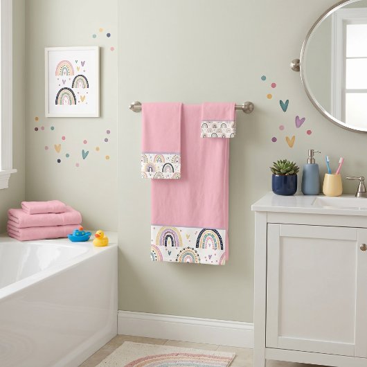 Cute pastel regenboog badhanddoek set bad handdoek