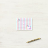 Cute Pastel Regenboog Kleuren Monogram Eenhoorn Ki Post-it® Notes (Op bureau)