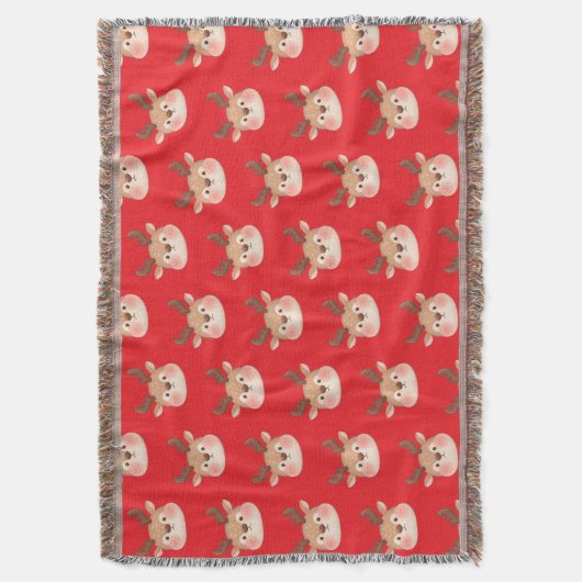 Cute Pastel Reindeer Head Deken (Voorkant Verticaal)