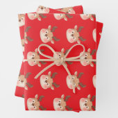 Cute Pastel Reindeer Head Inpakpapier Vel (In situ)