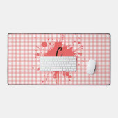 Cute Pastel Rode Geruite Bureaunderlegger Bureaumat (Keyboard & Muis)