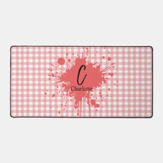 Cute Pastel Rode Geruite Bureaunderlegger Bureaumat (Voorkant)
