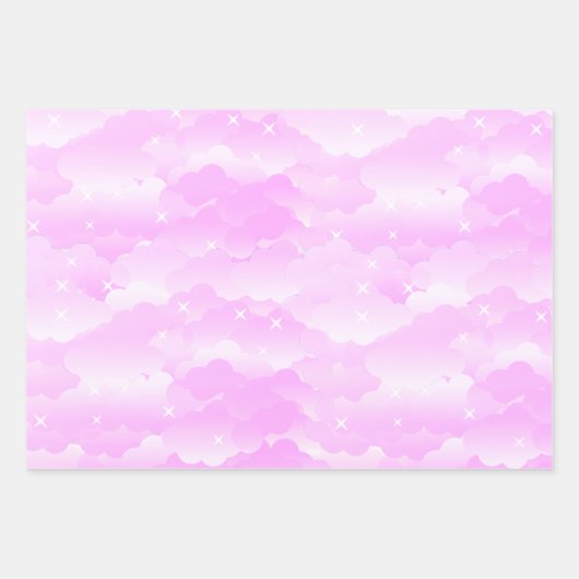  Cute Pastel Roze asthetische wolkenkrabbers Inpakpapier Vel (Voorkant 2)