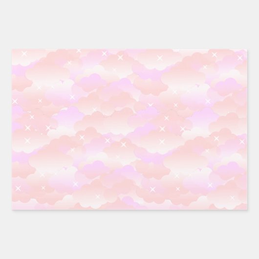  Cute Pastel Roze asthetische wolkenkrabbers Inpakpapier Vel (Voorkant)