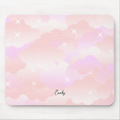 Cute Pastel Roze asthetische wolkensterren Aangepa Muismat (Voorkant)