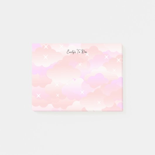 Cute Pastel Roze asthetische wolkensterren Aangepa Post-it® Notes (Voorkant)