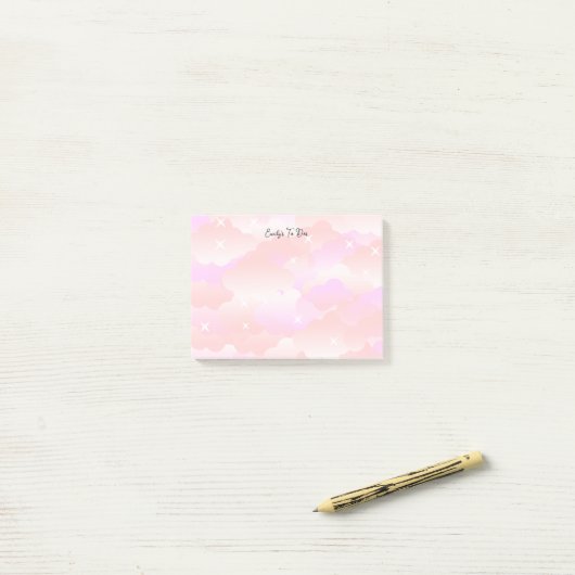 Cute Pastel Roze asthetische wolkensterren Aangepa Post-it® Notes (Op bureau)