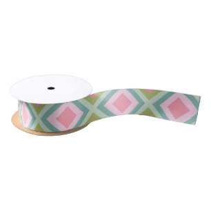Cute Pastel Roze Blauw Groen Abstract Diamant Satijnen Lint