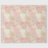 Cute Pastel Roze Craft Textile Hearts Cadeaupapier (Vlak)
